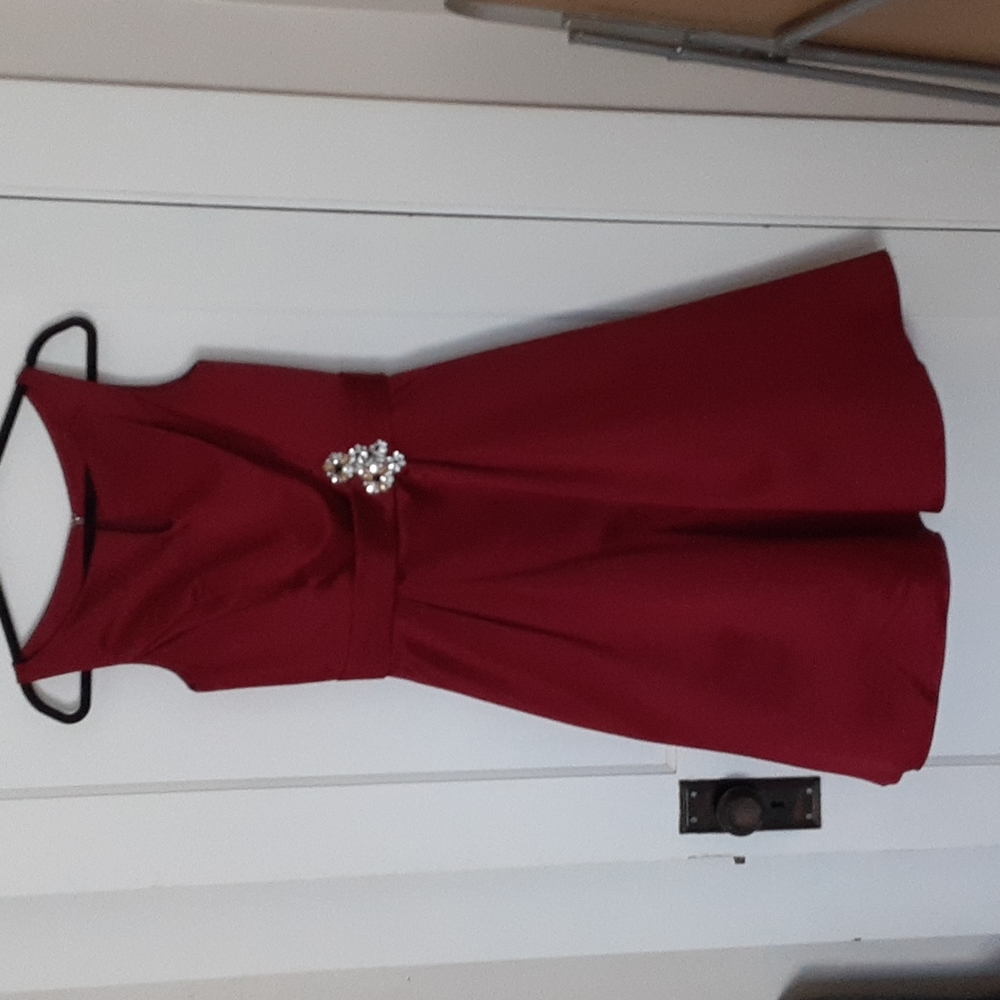 Impression Bridal Red Fit and Flare Formal Dress